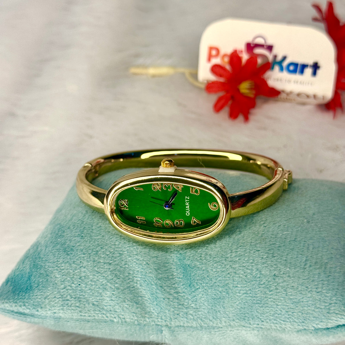 PK323 - Free size watch - Green oval dial design