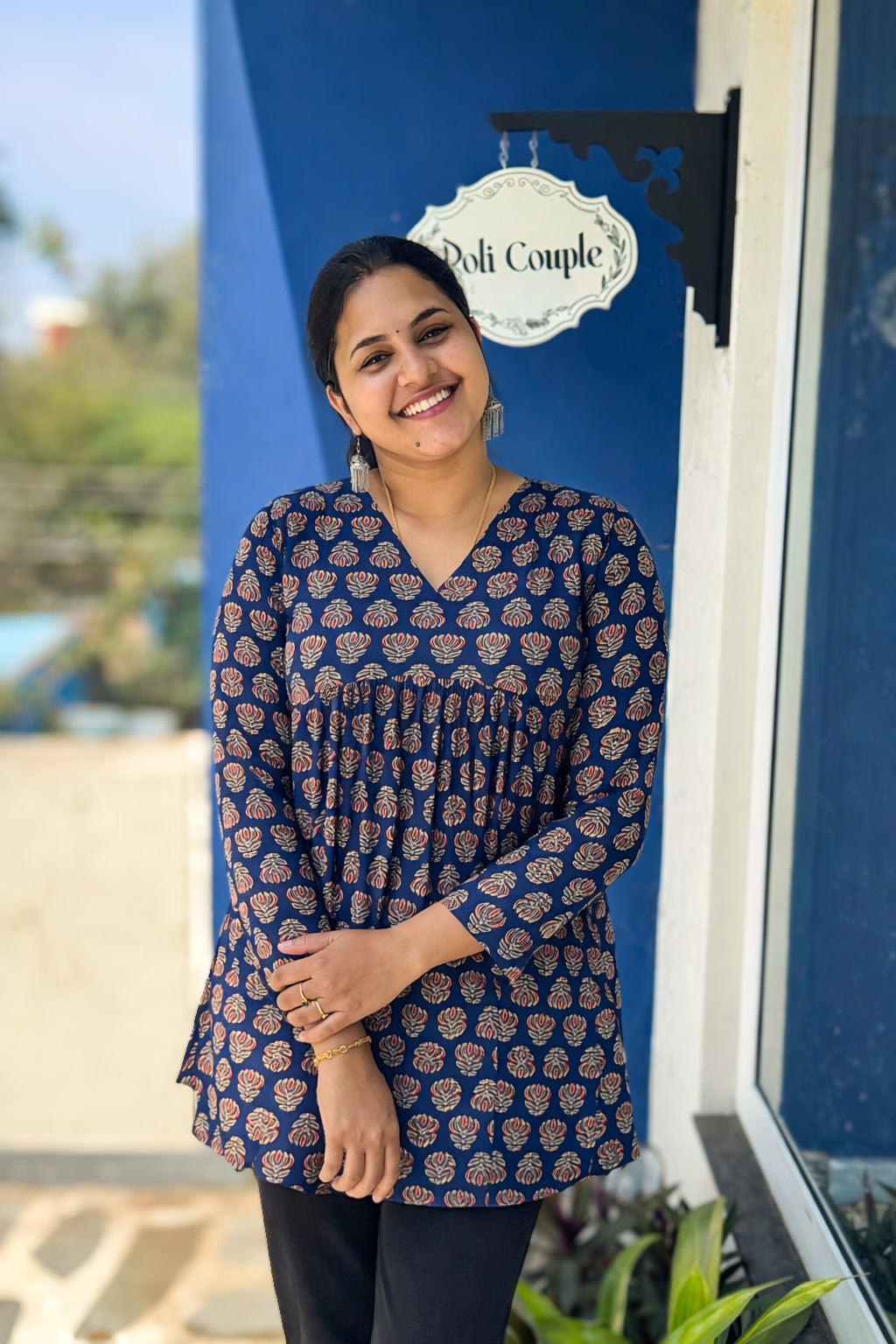 Sakhi - Full sleeve cotton short Kurti