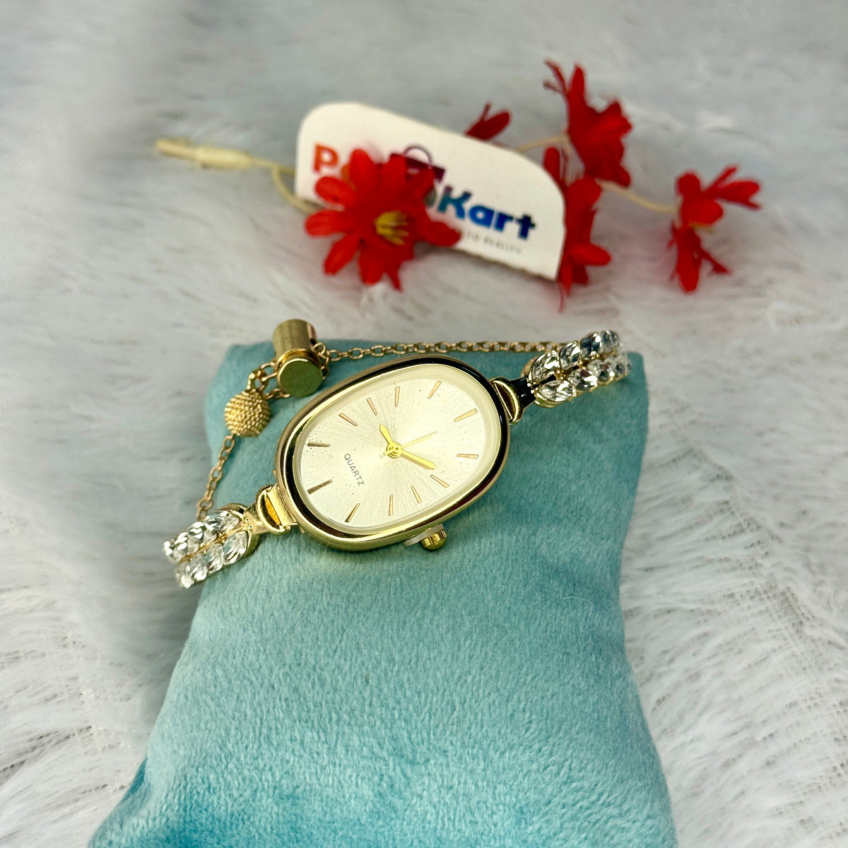 PK318 - Adjustable chain watch - White stone design