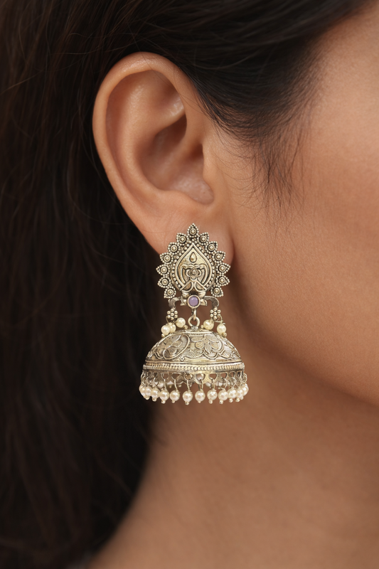 Silver Jhumka set
