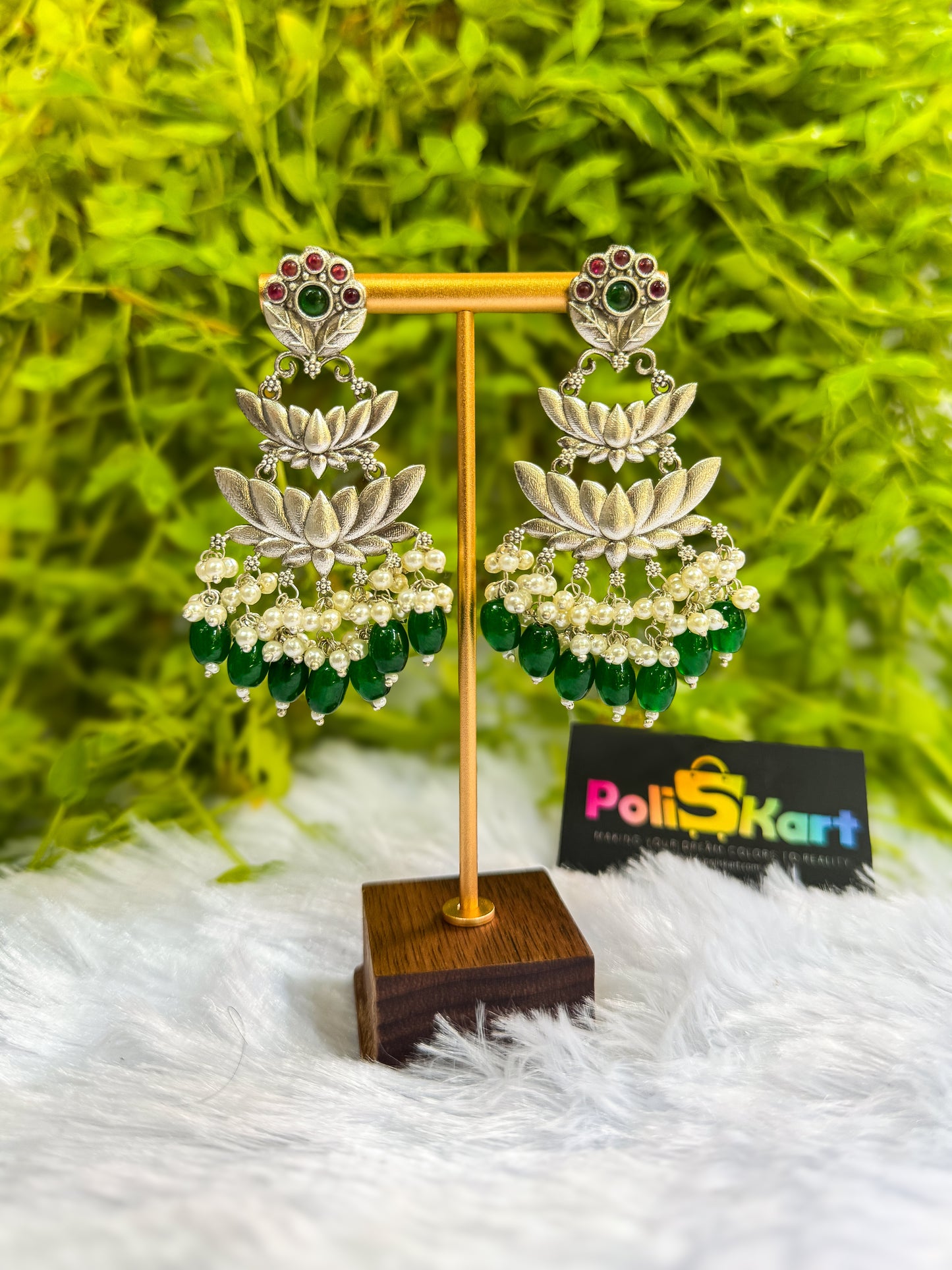 Layered Lotus earring set