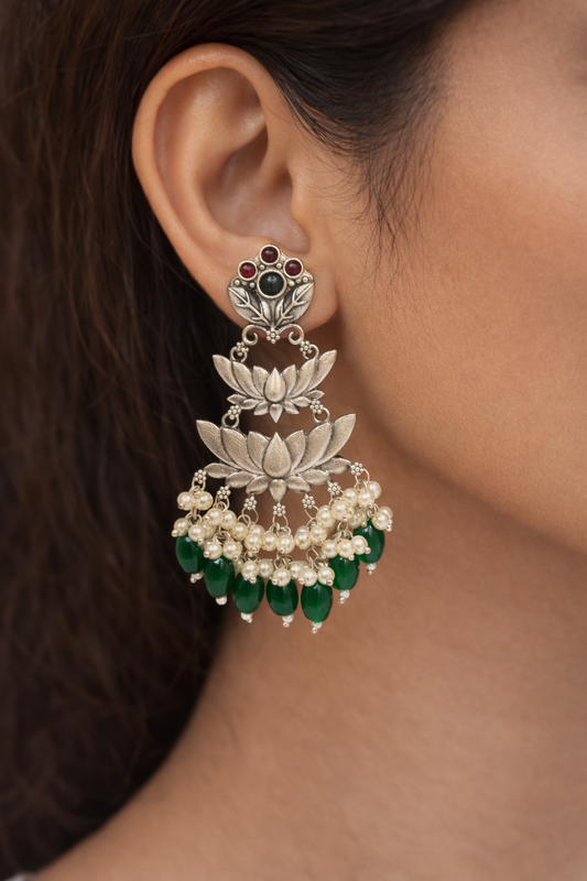 Layered Lotus earring set
