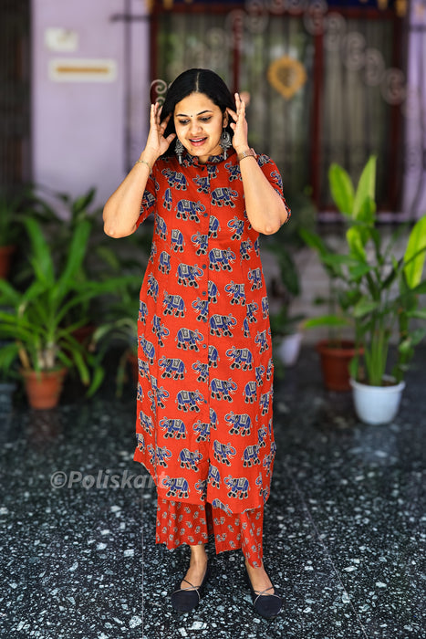 Sridevi - elephant print pure cotton co-ord set – alternate view