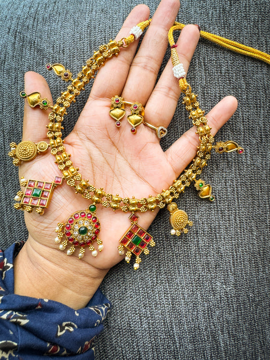 Antique multi designed neckless with earring