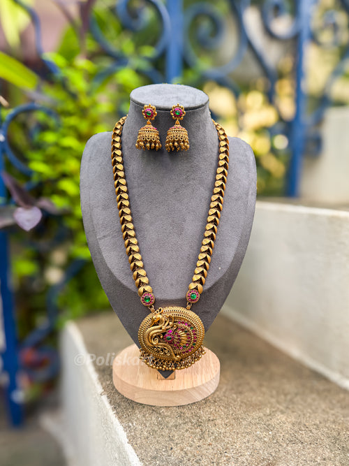 PK340 - Premium Look Peacock Haram with Jhumka set