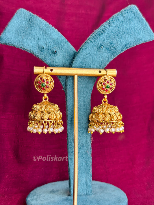 PK362 - Jhumkas - small white pearl design
