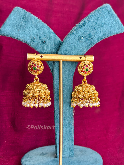 PK362 - Jhumkas - small white pearl design