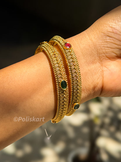 Pair of bangles Classic Ruby and stone worked Design