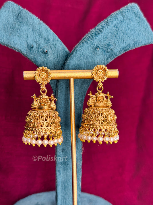 PK359 - Jhumkas - white pearl dancing doll design