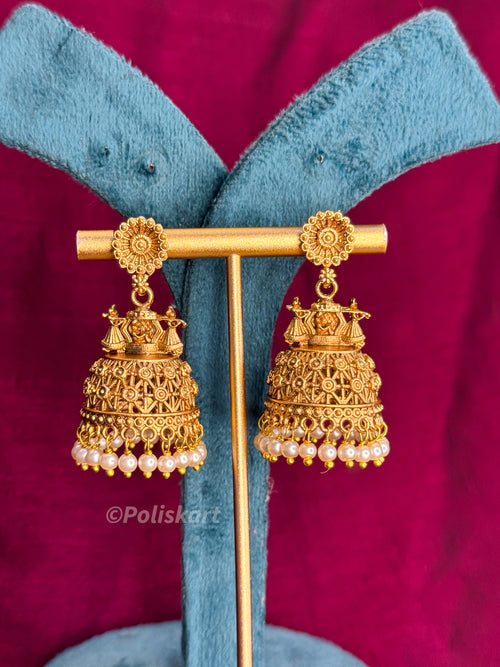PK359 - Jhumkas - white pearl dancing doll design