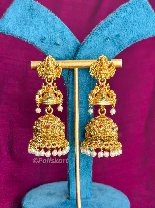 PK352 - Jhumkas - lakshmi with peacock design