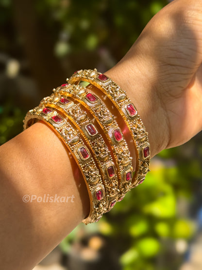 Pair of bangles Ruby stone worked Design