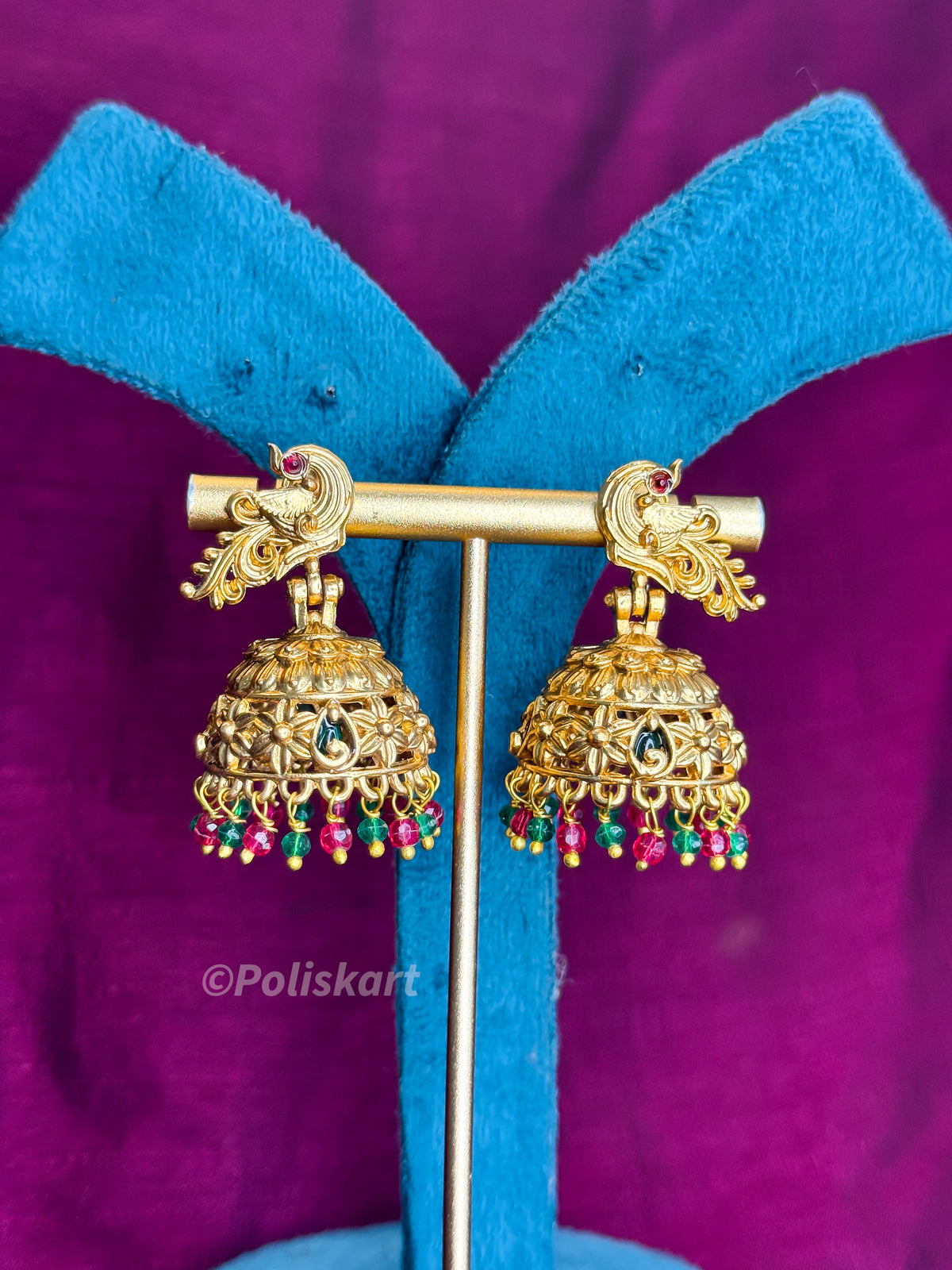 PK351 - Jhumkas - Colorful peacock design