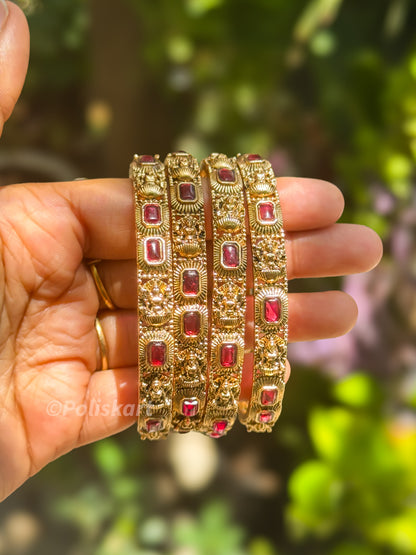 Pair of bangles Ruby stone worked Design
