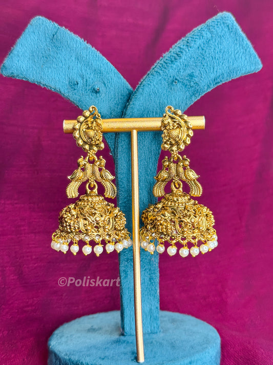PK348 - Jhumkas - Double peacock design