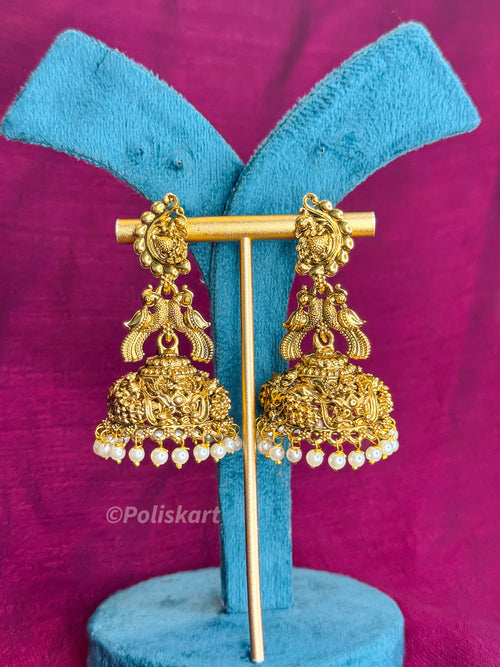 PK348 - Jhumkas - Double peacock design