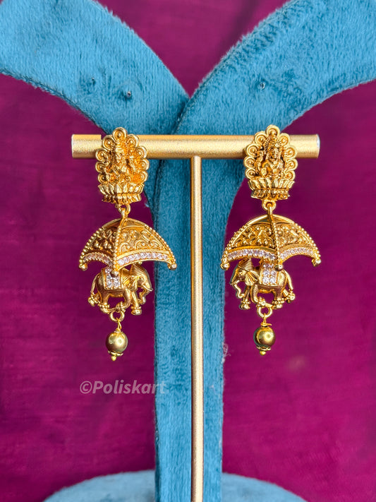 PK344 - Elephant Umbrella jhumka set