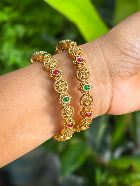 Pair of bangles Chakra and stone worked Design