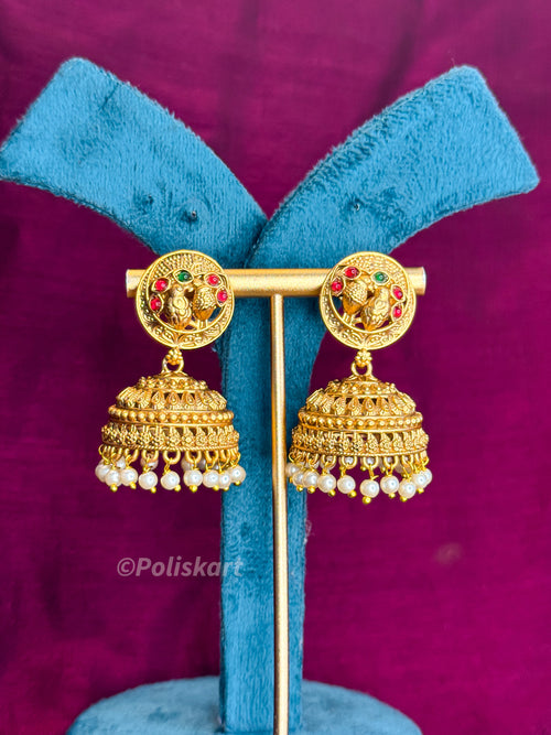 PK346 - Jhumkas - white pearl worked design