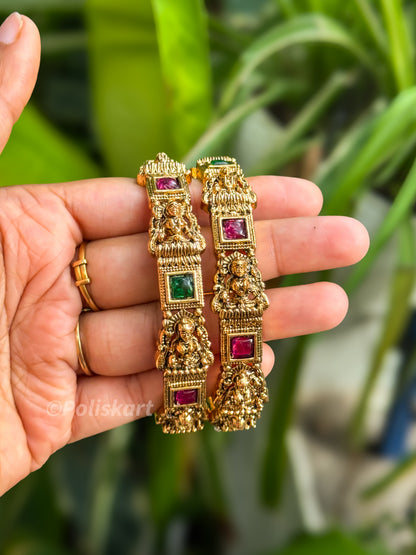 Pair of bangles Square Lakshmi and stone worked Design
