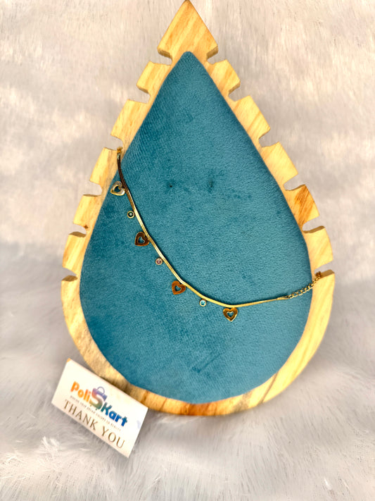 Heart and multi coor stone worked bracelet