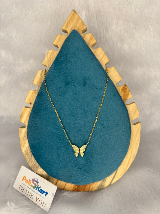 Chain with stone worked butterfly