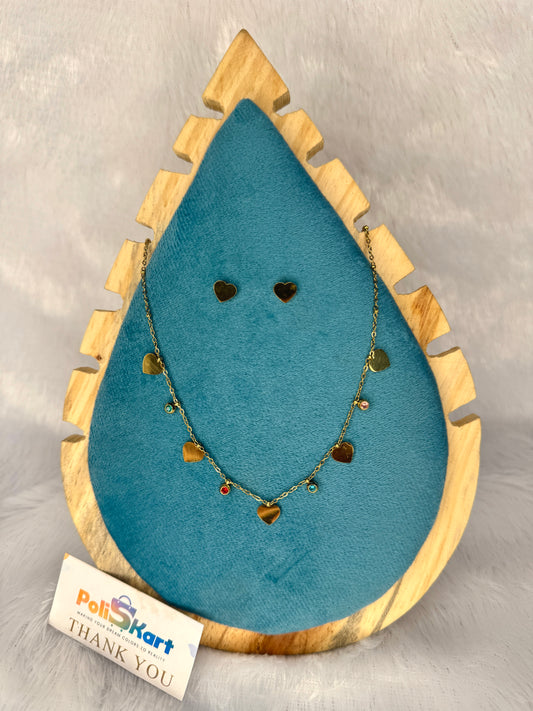 Heart designed necklace with earring