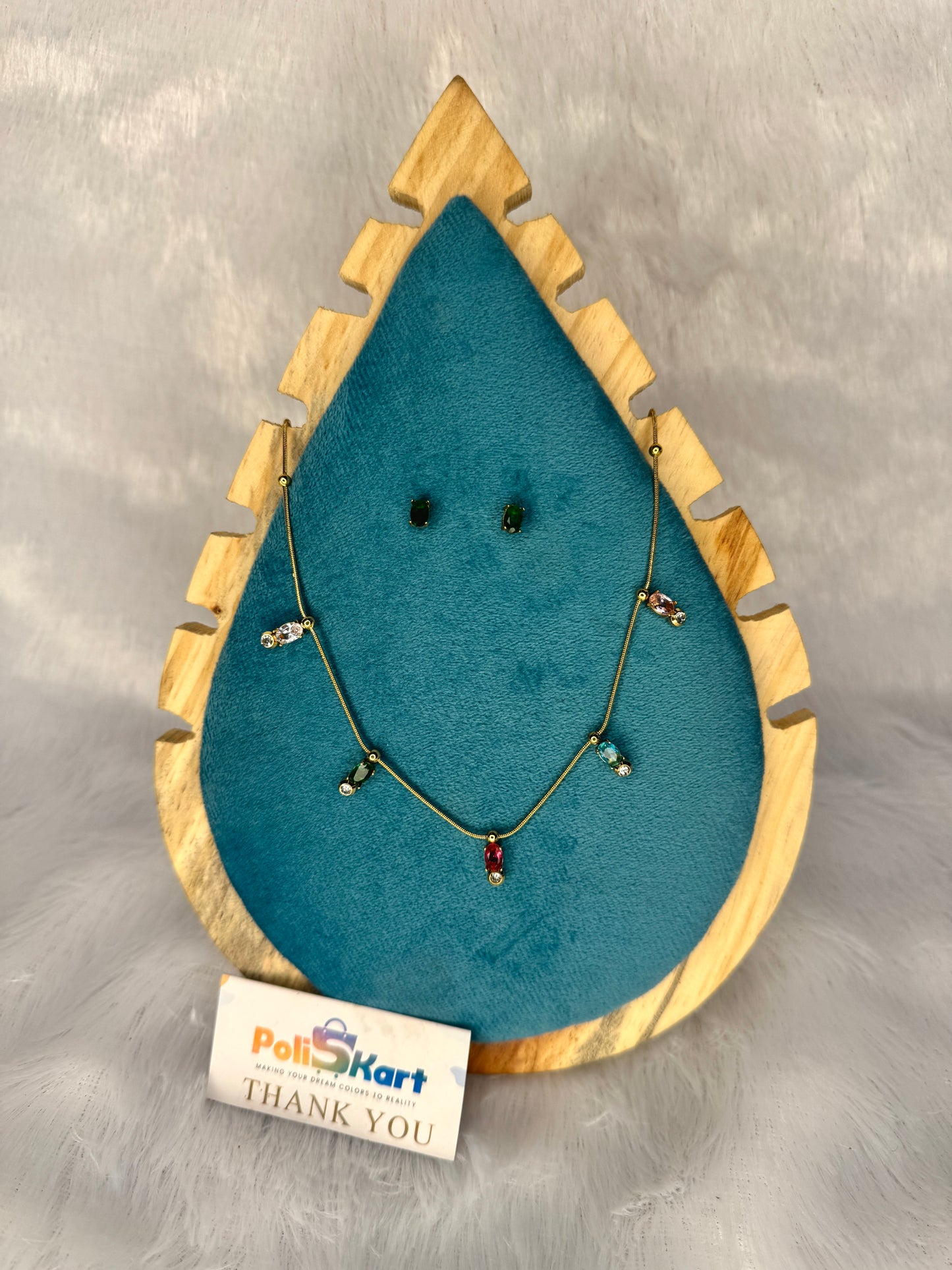 Multicolor raindrop necklace with stud