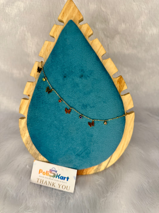 Bracelet with butterfly and multi stone worked design