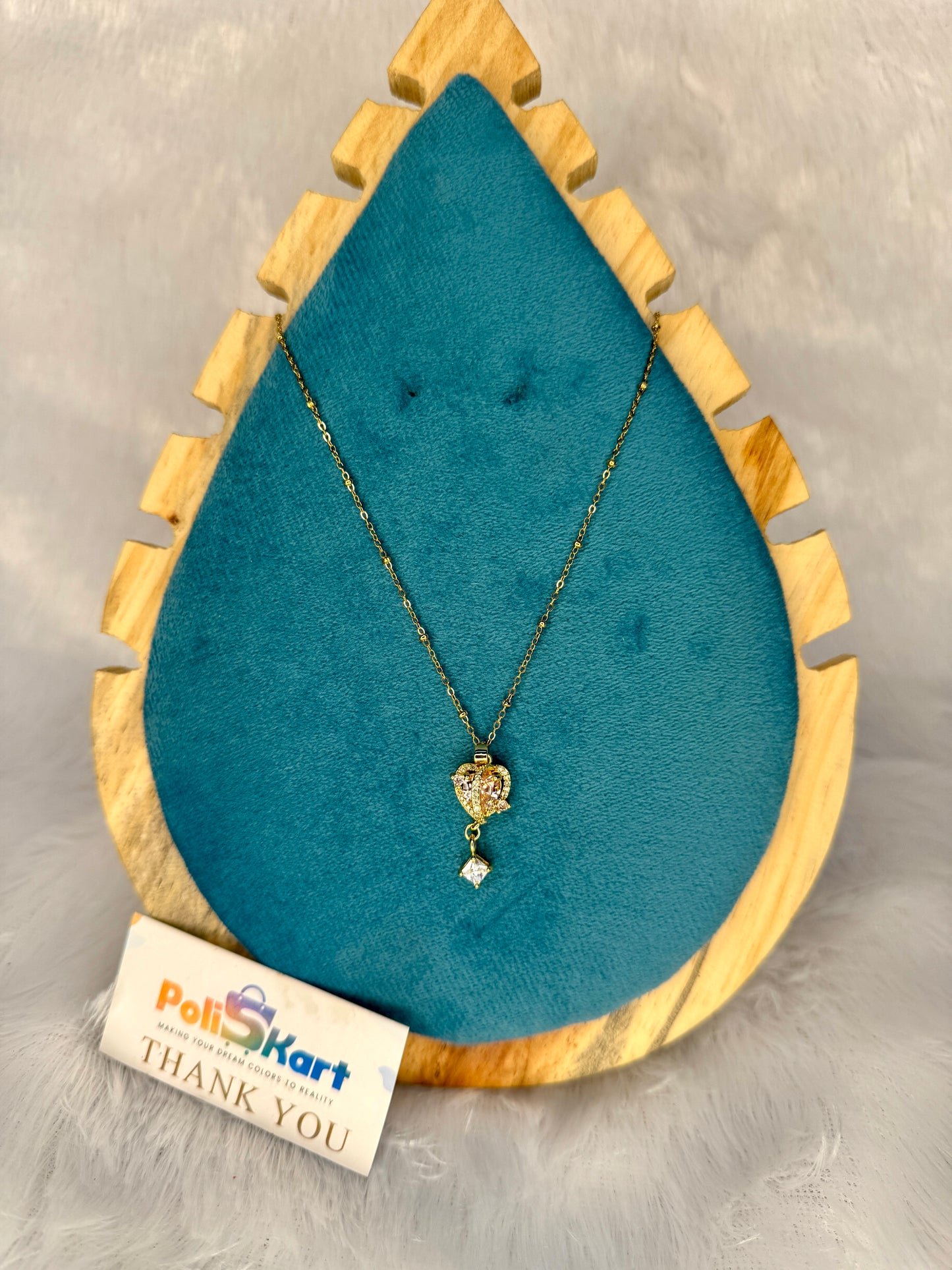 Chain with pink stone heart pendant