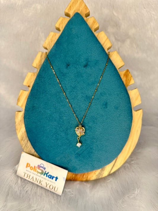 Chain with pink stone heart pendant