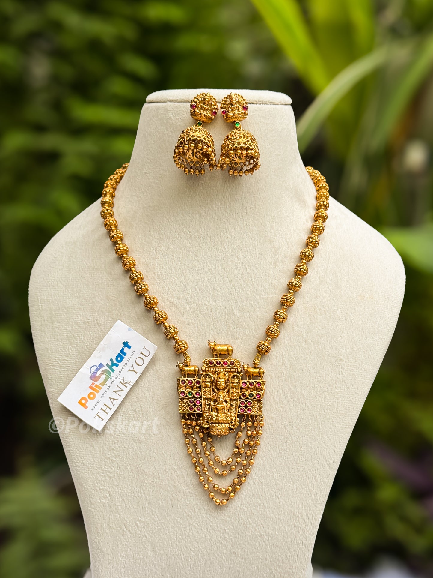 Perumal designed haram with jhumka set