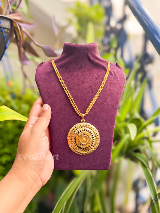 Long chain with gold finished pendant