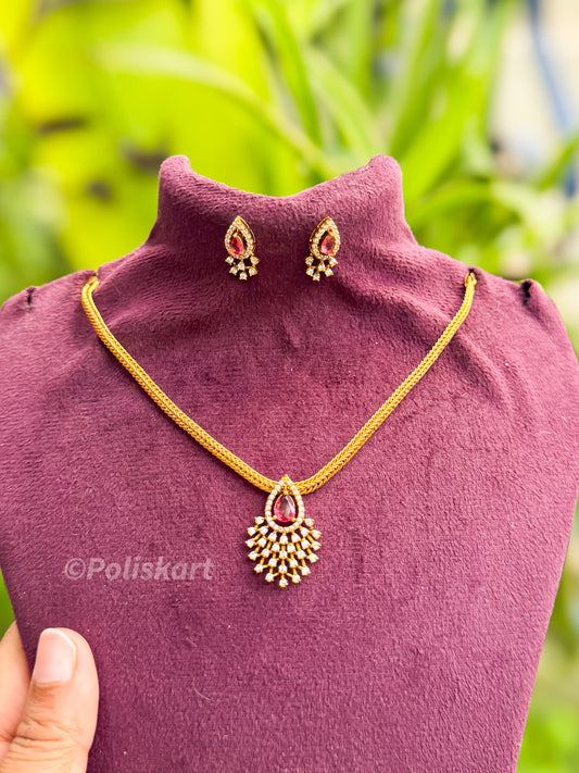 Ruby stone peacock attigai with earing