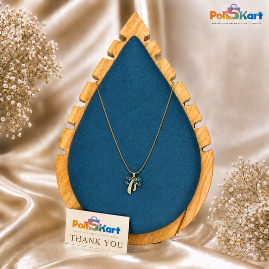 Anti Tarnish chain with blue stone Ribbon pendant