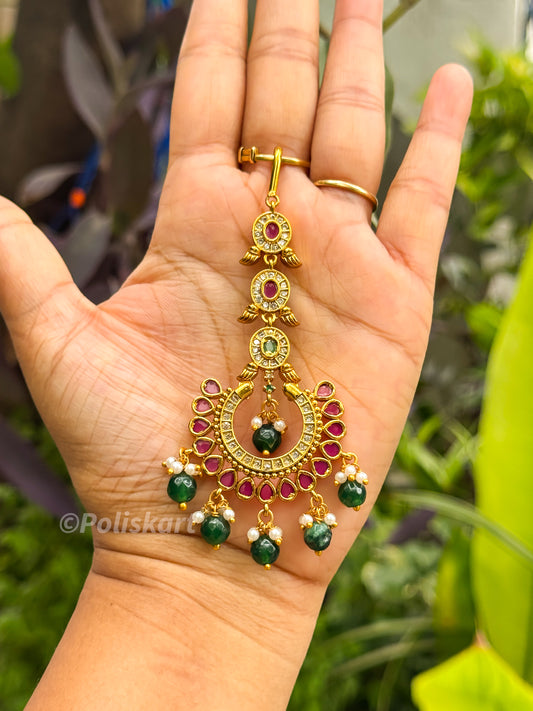 Tikka - Pearl and Ruby  stone worked  design