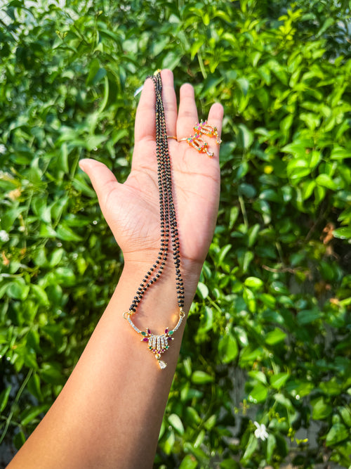 Stone Worked Premium Mangalsutra with earring set