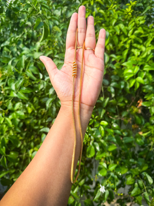 24 Inch Premium White stone curled worked Mugappu Chain