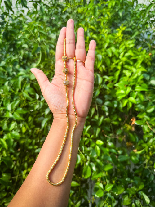 24 Inch white stone worked Mugappu Chain
