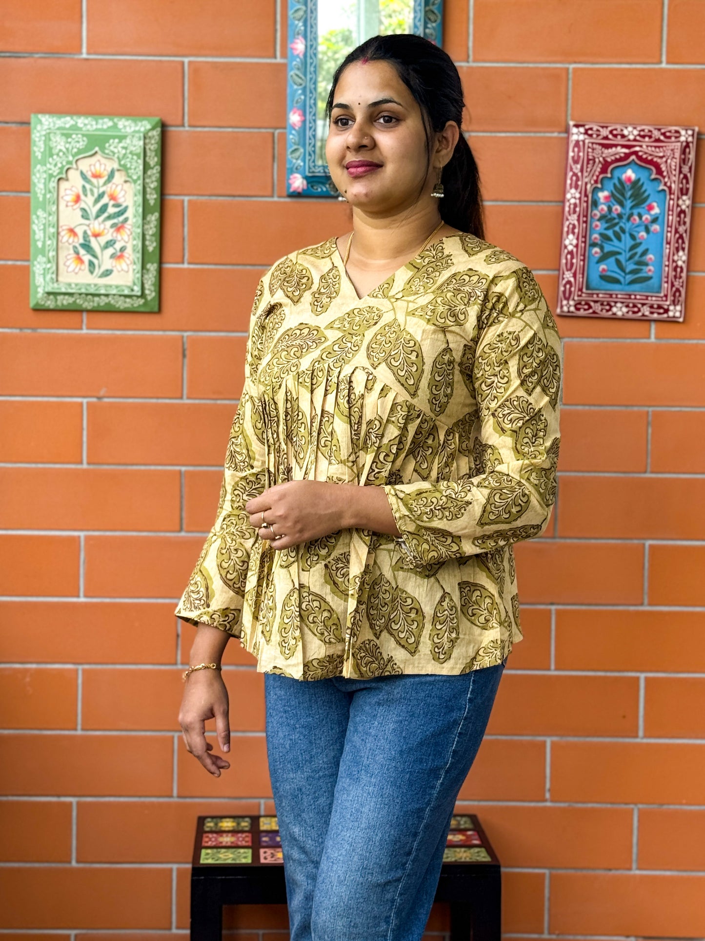 Cotton Short Kurti - Lighter yellow