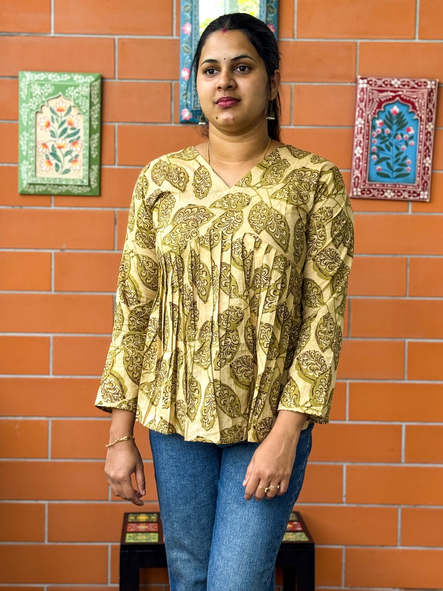 Cotton Short Kurti - Lighter yellow