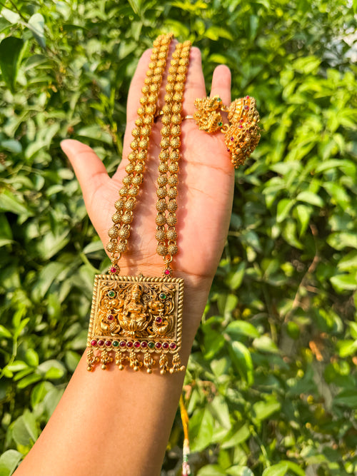 Kerala Stye square Lakshmi Haram with jhumka set