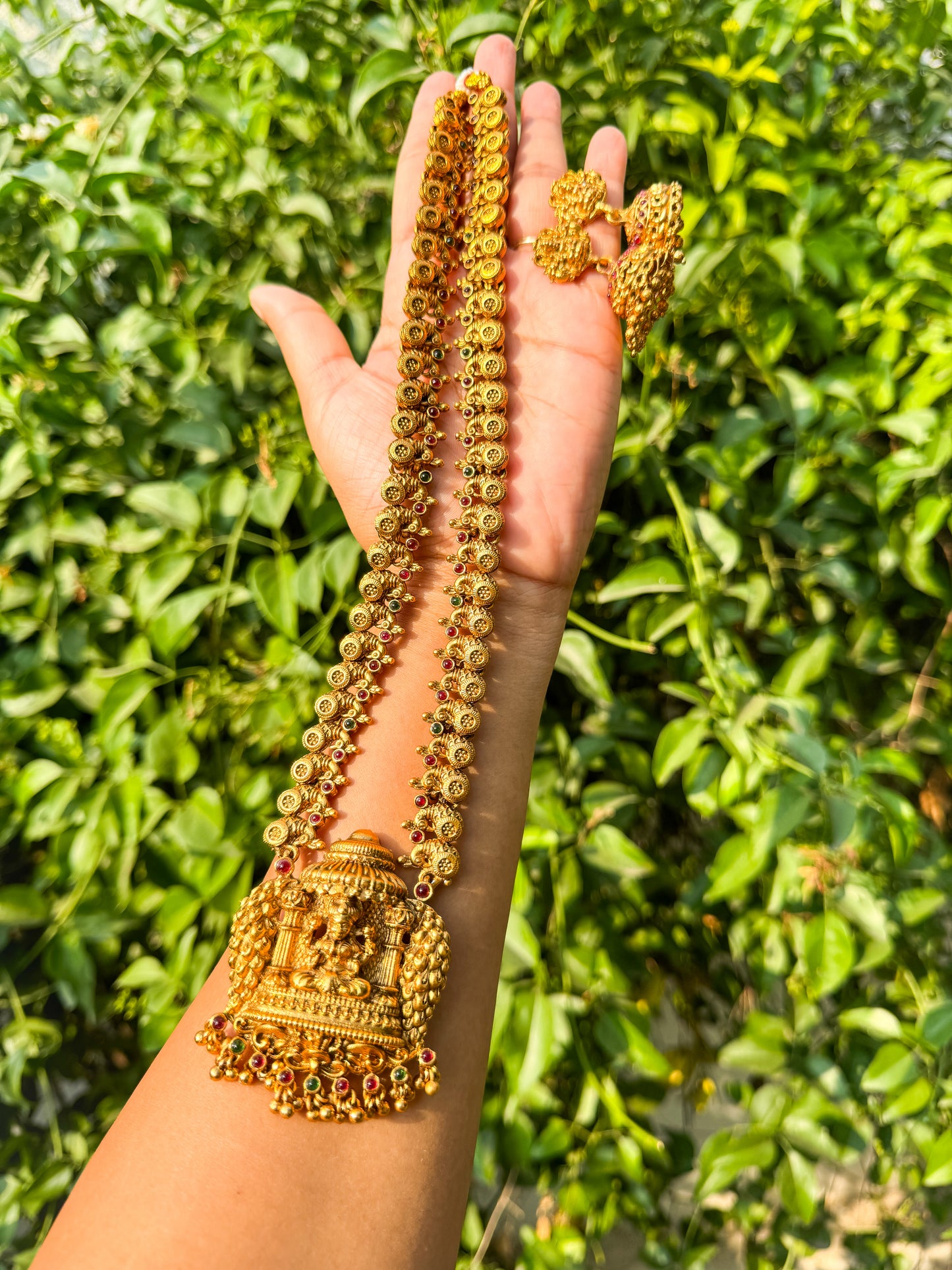 Kerala Style Kashi Gopuram Lakshmi Haram with jhumka set
