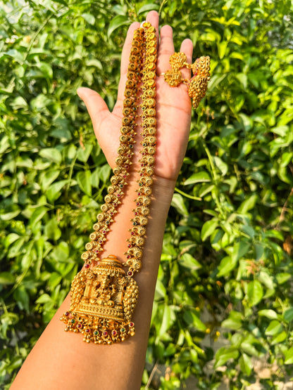 Kerala Style Kashi Gopuram Lakshmi Haram with jhumka set