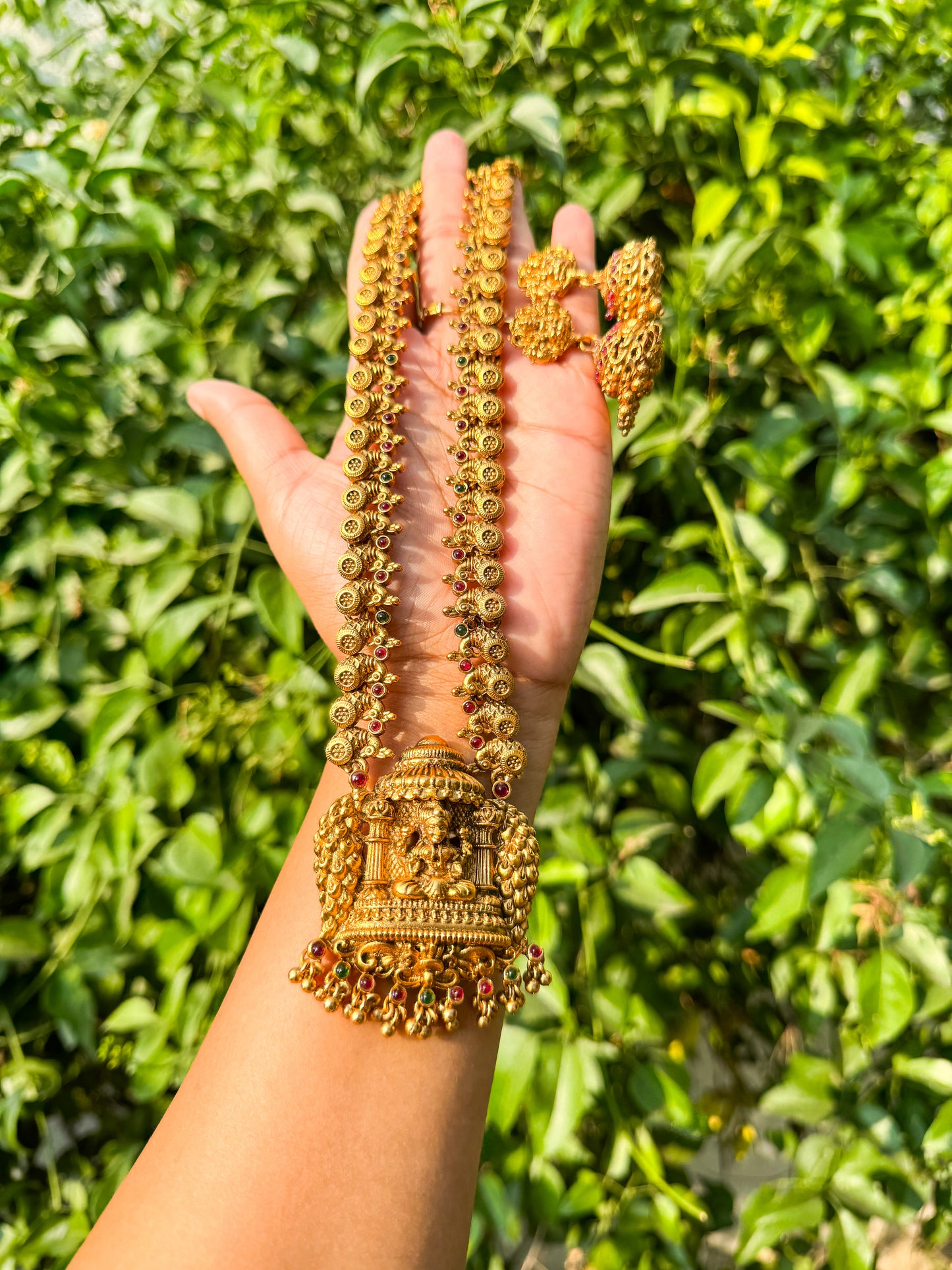 Kerala Style Kashi Gopuram Lakshmi Haram with jhumka set