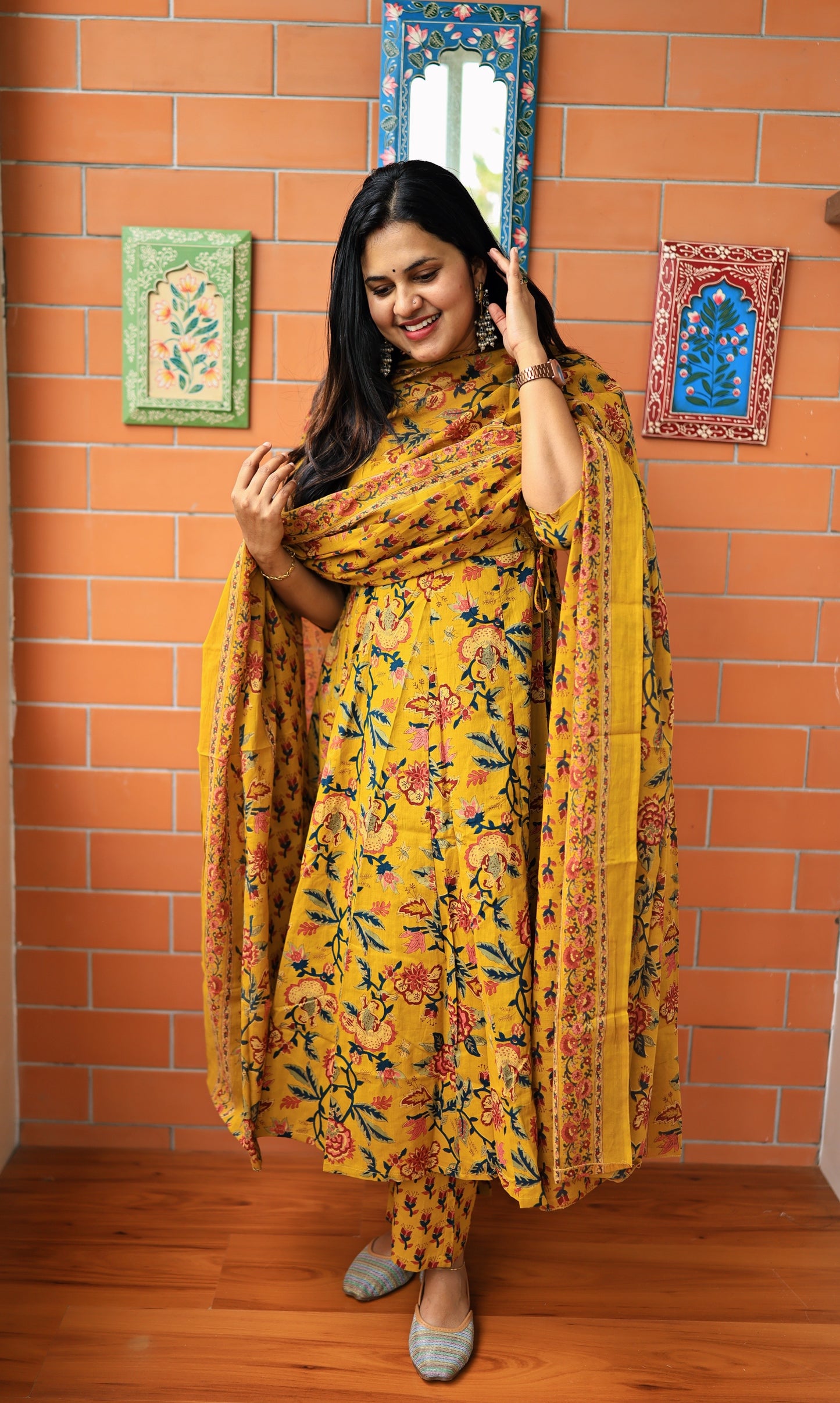 Rudra - Pure cotton Anarkali three piece set