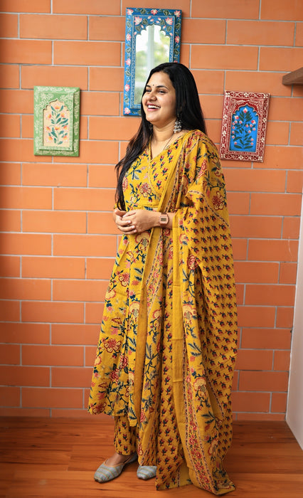 Rudra - Pure cotton Anarkali three piece set