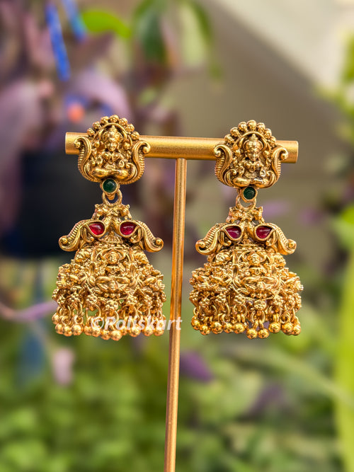 Heavy worked lakshmi jhumka