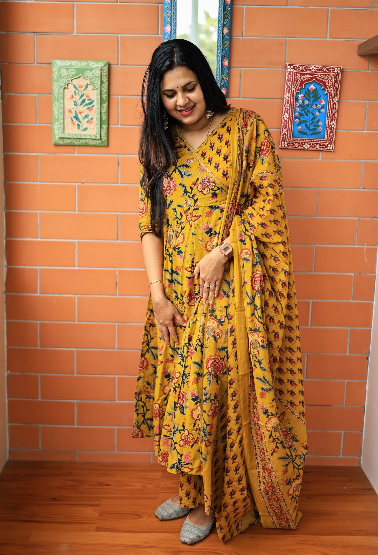 Rudra - Pure cotton Anarkali three piece set