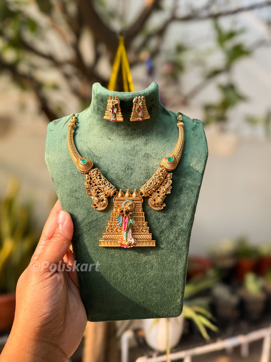 Trending color enamel worked krishna necklace and earring set